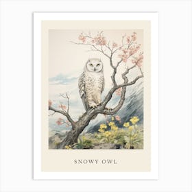 Beatrix Potter Inspired  Animal Watercolour Snowy Owl 1 Art Print