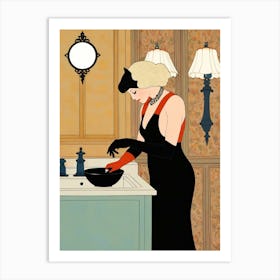 Woman Washing Her Hands Art Print