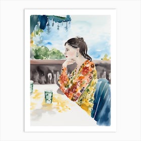 Dinner On The Patio In Positano Art Print