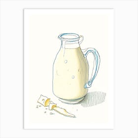 Low Fat Buttermilk Dairy Food Pencil Illustration Art Print