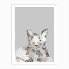 Cat Portrait Gray Art Print