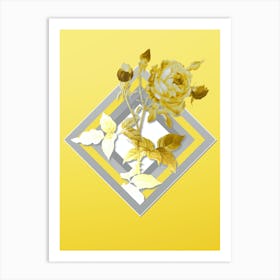 Botanical Provence Rose in Gray and Yellow Gradient n.412 Art Print