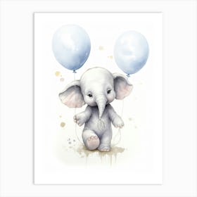 Elephant Painting With Balloons Watercolour 4  Art Print