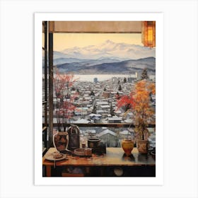 Winter Cityscape Nagano Japan 2 Art Print