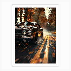 Classic Muscle Car In Autumn Art Print