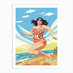 Body Positivity Day At The Beach Colourful Illustration  10 Art Print