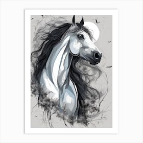 White Horse Painting Art Print