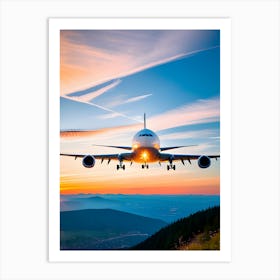 Jumbo Jet Taking Off At Sunset - Reimagined Art Print