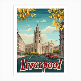 Aihrgdesign A Retro Travel Poster For Liverpool Art Print