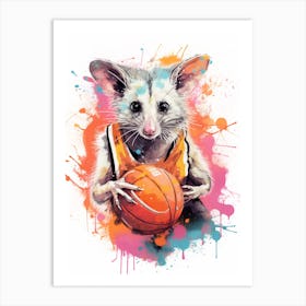  A Possum In Basketball Kit Vibrant Paint Splash 1 Art Print