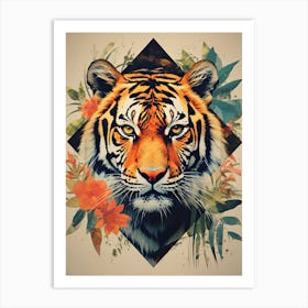 Tiger Art In Collage Art Style 1 Art Print