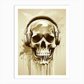 Skull With Headphones 89 Art Print