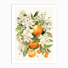 Oranges And Flowers 5 Art Print