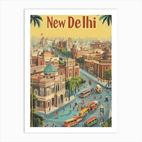 Aihrgdesign A Mid Century Modern Travel Poster For New Delhi 3 Art Print