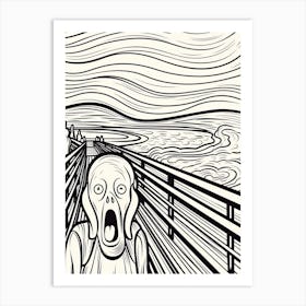 Line Art Inspired By The Scream 5 Art Print