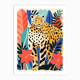 Colorful Matisse-style Leopard In the Jungle Art Print