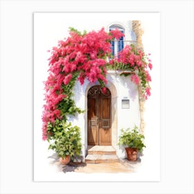 Cagliari, Italy   Mediterranean Doors Watercolour Painting 2 Art Print