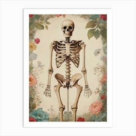 Botanical Skeleton Vintage Painting (22) Art Print