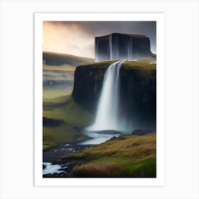 Kirkjufellsfoss Waterfall, Iceland Realistic Photograph (3) Art Print