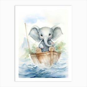 Elephant Painting Sailing Watercolour 3 Art Print