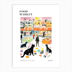 The Food Market In Berlin 2 Illustration Poster Art Print