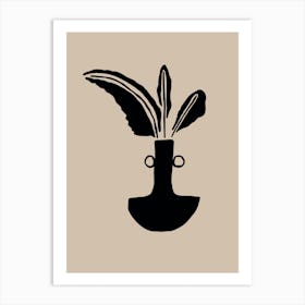 Vase With Leaves Abstract Drawing Art Print