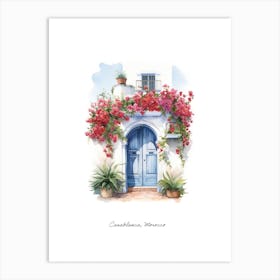 Casablanca, Morocco   Mediterranean Doors Watercolour Painting 3 Poster Art Print