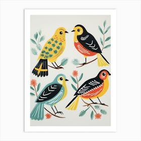 Folk Style Bird Painting Yellowhammer 1 Art Print