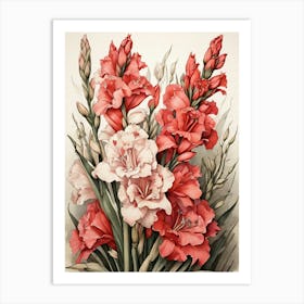 Gladioli Flower Illustration Art Print 0 Art Print