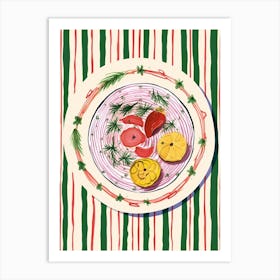 A Plate Of Oranges, Top View Food Illustration 1 Art Print