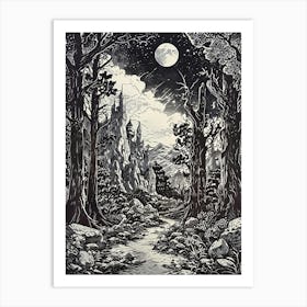 Forest And The Moon Art Print