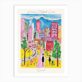 Poster Of Seoul, Dreamy Storybook Illustration 3 Art Print