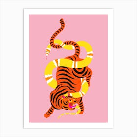 Tiger And Snake Battle Art Print