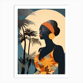 African Woman With Palm Trees Art Print