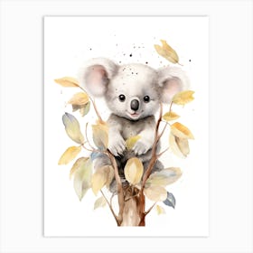 Koala Watercolour In Autumn Colours 1 Art Print