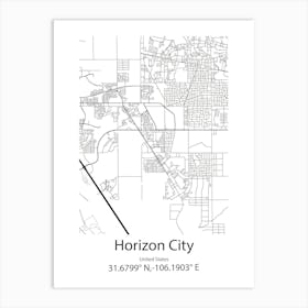 Horizon City,United States Minimalist Map Art Print