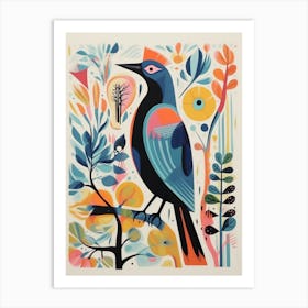 Colourful Scandi Bird Cormorant 2 Art Print