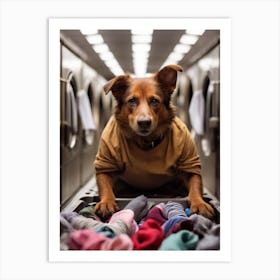 Dog In Laundry Room Art Print