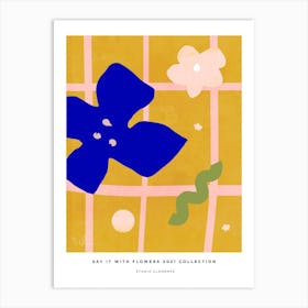 Checker Flowers Art Print