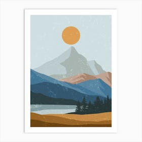 Landscape With Mountains And Lake Art Print