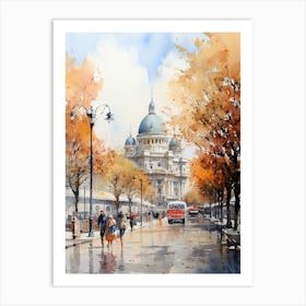 Sofia Bulgaria In Autumn Fall, Watercolour 2 Art Print