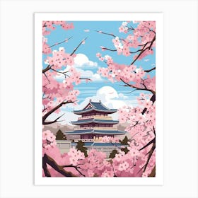 Cherry Blossoms Japanese Style Illustration 15 Art Print