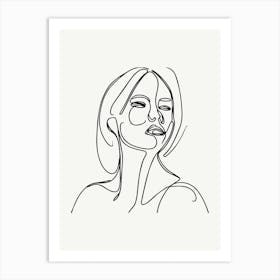 One Line Drawing Of A Woman Monoline Illustration Art Print