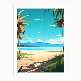 Whitehaven Beach, Australia, Flat Illustration 1 Art Print