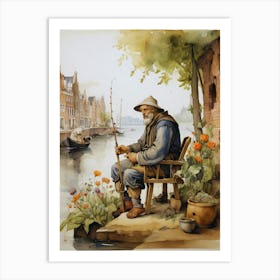 Old Man Fishing 1 Art Print