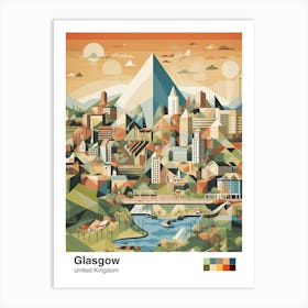 Glasgow, United Kingdom, Geometric Illustration 4 Poster Art Print