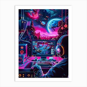 Neon Gaming Art Print