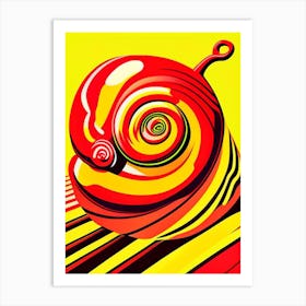 Snail With Red Background Pop Art Art Print