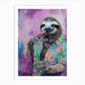 Sloth Smoking Cigar Art Print