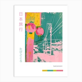 Nagasaki Japan Retro Duotone Silkscreen Poster 3 Art Print